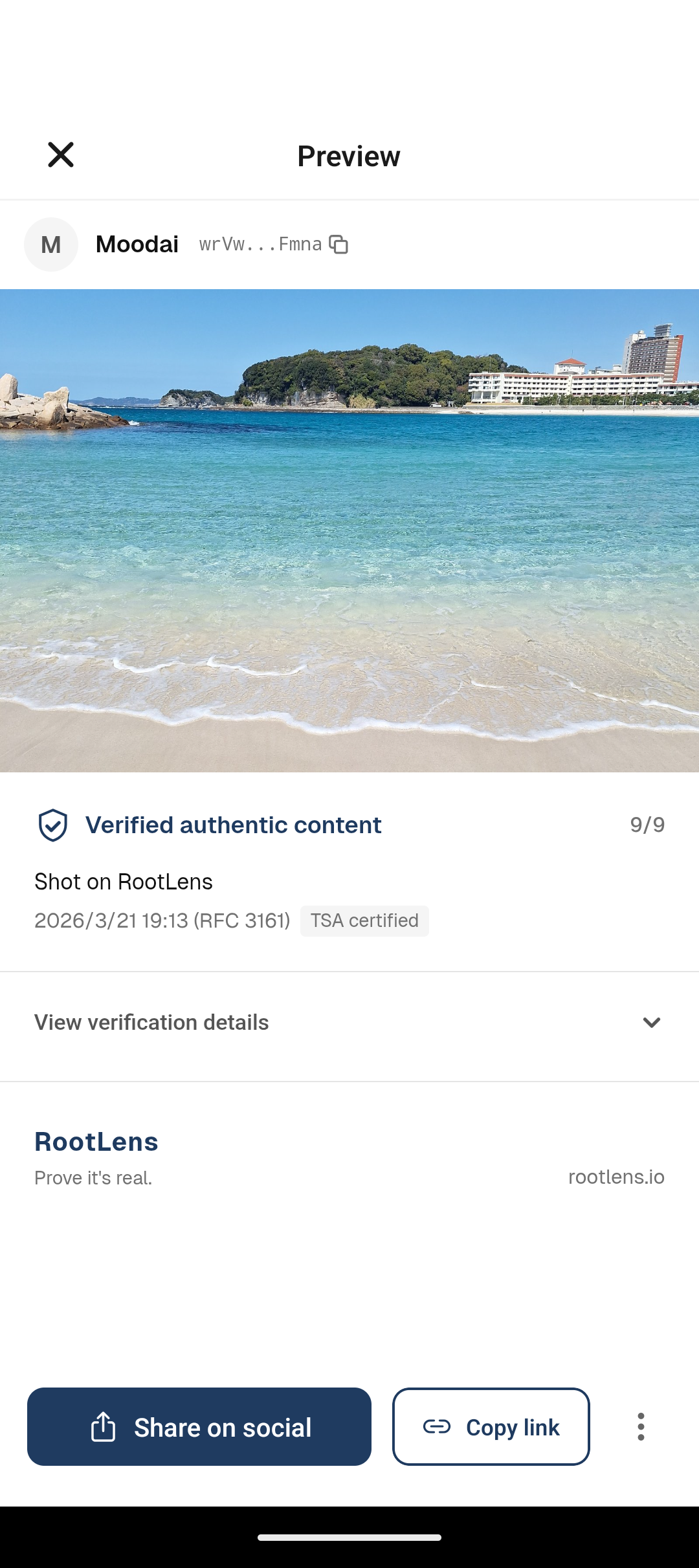 RootLens verification page